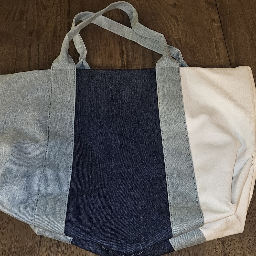 Colorblock Denim Tote Bag
